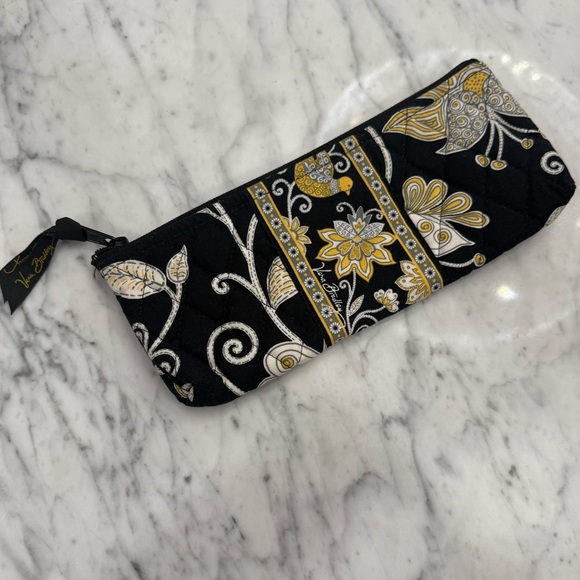 EXCELLENT Vera Bradley Floral Black and Gold Makeup Brush Bag - Picture 4 of 7